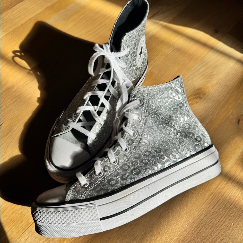 Converse Chuck Taylor All Star Leopard Glitter Platform high top sneakers - 8.5